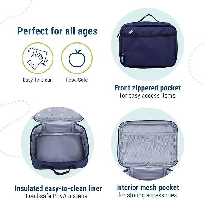 Wildkin Kids Insulated Lunch Box – Durable and Reusable for School & Travel - Whale Blue