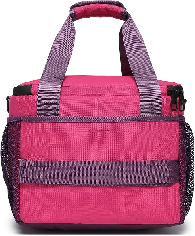 SUNNY BIRD 12L Large Insulated Lunch Bag, Leakproof and Foldable Lunch Cooler Box for Women Adult and Men, Fits 18 Cans (Purple)