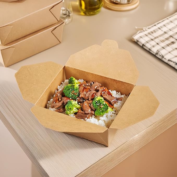 CIAO! Kraft Take Out Microwavable Food Containers, 48 oz No.8 (300/case)