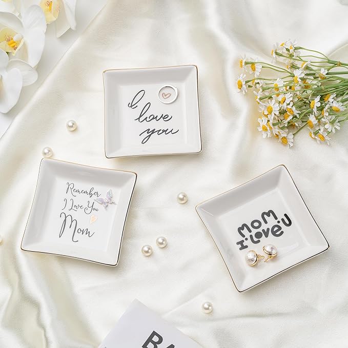 Ceramic Ring Dish for Mom - Remember I Love You - Gifts from Daughter for Birthday, Mother's Day, Christmas