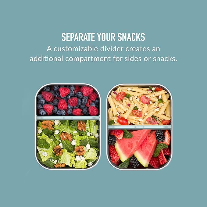 Bentgo MicroSteel Leak-Proof Lunch Box - Microwave-Safe, Oven-Safe, Bento-Style Container with Removable Divider, Airtight Lid, Sustainable Design, Odor & Stain Resistant (Aqua)