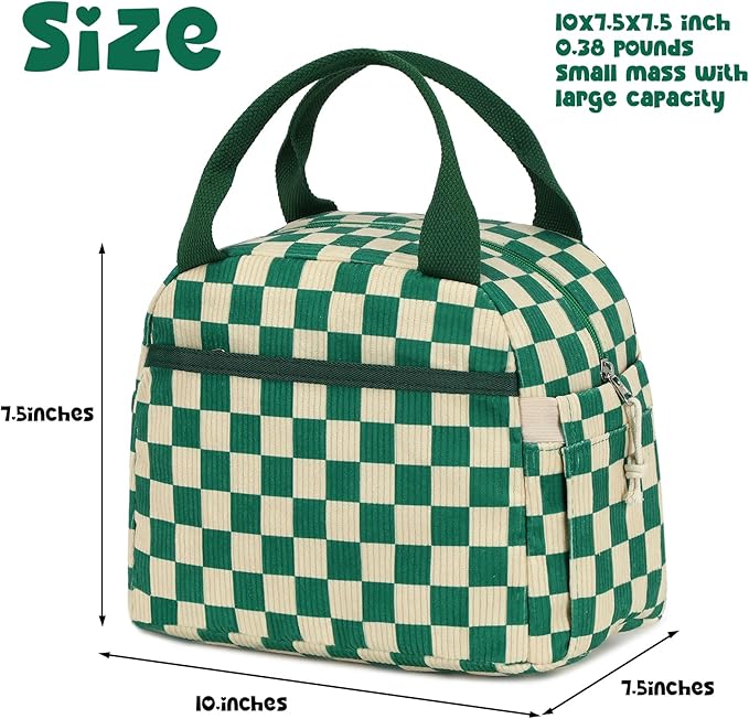 Bluboon Lunch Box for Women men Insulated Cute Corduroy Lunch bag, Reusable Cooler Bag for Work, Picnic, Travel