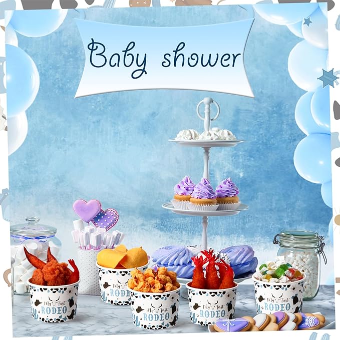 50 Pack My First Rodeo Birthday Party Supplies Decorations 1st Rodeo Party Treat Snack Cups 9 oz Western Cowboy Disposable Dessert Bowls Paper Soup Bowls for Hot or Cold Food Boy Baby Shower