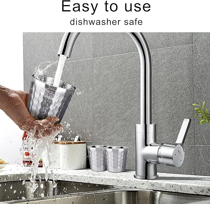 Beasea Stainless Steel Cups, 4 Pack 6oz Metal Drinking Stackable Double Wall Small Mini Air Insulated Portable Tumblers Unbreakable Shatterproof Glasses for Home Restaurant Party Camping