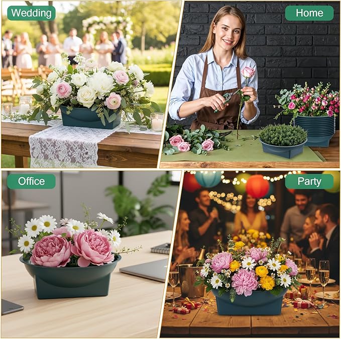 24-Pack Green 6.3 Inch Round Floral Foam Bowls, Floral Arrangement Containers for Centerpieces, DIY Wedding, Party, Home Decor Supplies