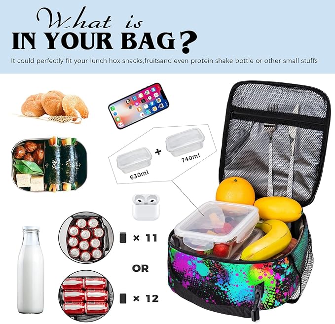 Video Game Lunch Box for Boys, Insulated Reusable Game Lunch Bag for Kids Teens Portable Waterproof Leakproof Gaming Lunch Tote Bag Boys Lunchbox for School Picnic Travel Beach Back to School Gifts