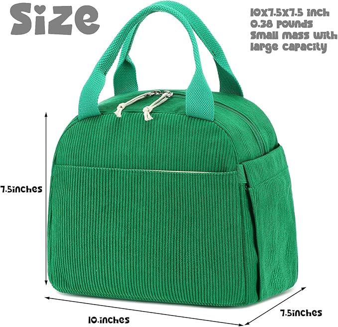 Bluboon Lunch Bag for Women Men Cute Corduroy Lunch Tote Bags Reusable Insulated Lunch Box Large Capacity Reusable Insulated Cooler for Work Picnic or Travel