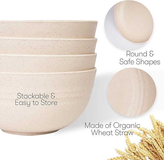 Wheat Straw Dinnerware Sets | Unbreakable Dinnerware Sets | Dishwasher Microwave Safe Dinnerware | Eco Friendly Non Breakable Dinnerware Sets | RV Outdoor Camping (Beige, Service for 4 (16 pcs))
