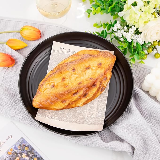 supernal 16pcs Black Wheat Straw Plates,10 inch Unbreakable Dinner Plates,Reusable Plastic Plates,Dishwasher & Microwave Safe,Lightweight Dinnerware Plat Set for Kitchen,Camping