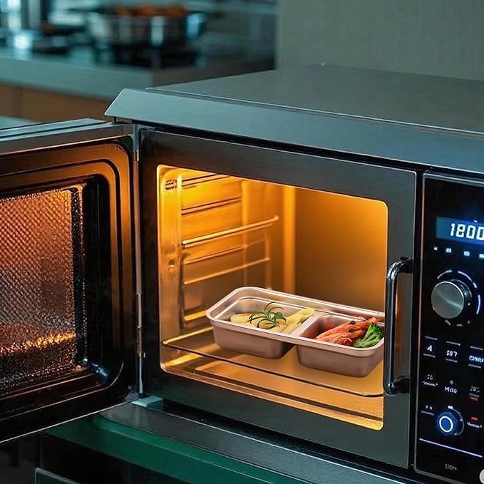 Stainless Steel Snack Containers - Reusable Double Compartment Bento Box with Lids, Leakproof & Dishwasher-Safe Food Storage for Travel, Camping, Takeout