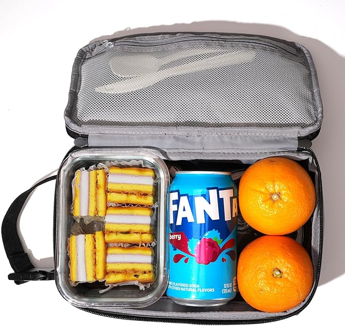 Cerbonny Small Lunch Bag,Small Cooler Bag,Freezable Snack Bag for Kids/Adult,Mini Cooler Bag with Buckle Handle,Freezable Lunch Bag for Work School Travel,Black