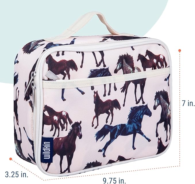 Wildkin Kids Insulated Lunch Box – Durable and Reusable for School & Travel - Horse Dreams