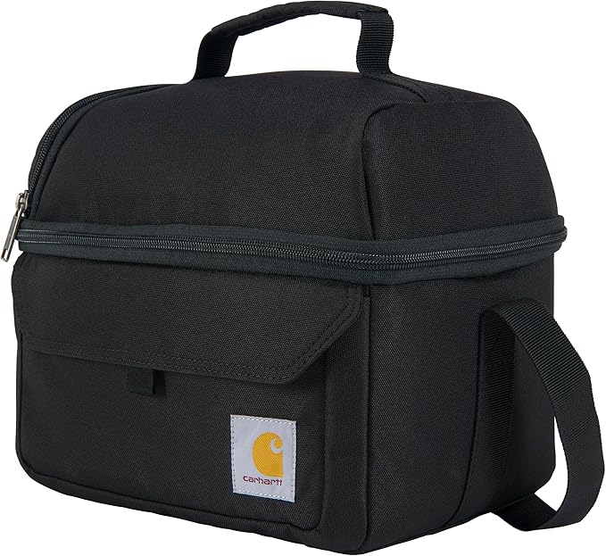 Carhartt 12 Can Two Compartment Lunch Box | Durable, Fully-Insulated Lunch Bag for Women & Men, Large Lunchbox (Black)