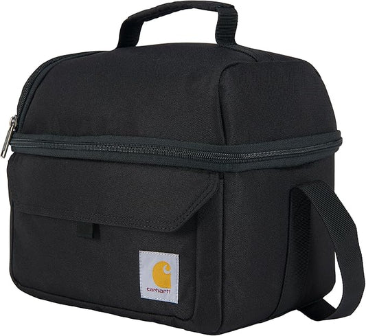 Carhartt 12 Can Two Compartment Lunch Box | Durable, Fully-Insulated Lunch Bag for Women & Men, Large Lunchbox (Black)