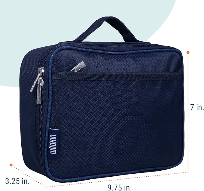Wildkin Kids Insulated Lunch Box – Durable and Reusable for School & Travel - Rip-Stop Blue