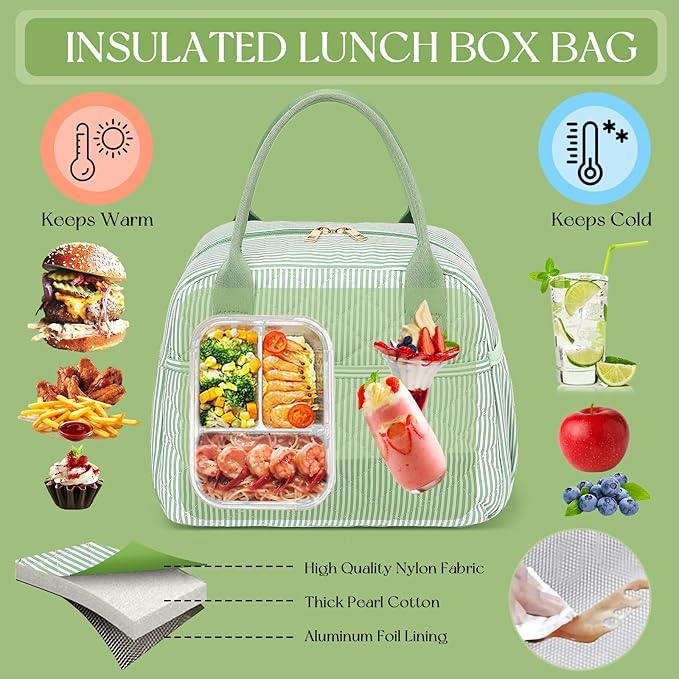 CAMTOP Lunch Box for Women Men Insulated Lunch Bag Lunch Tote Bag Leakproof Thermal Cooler Large Capacity for Travel Work School Picnic