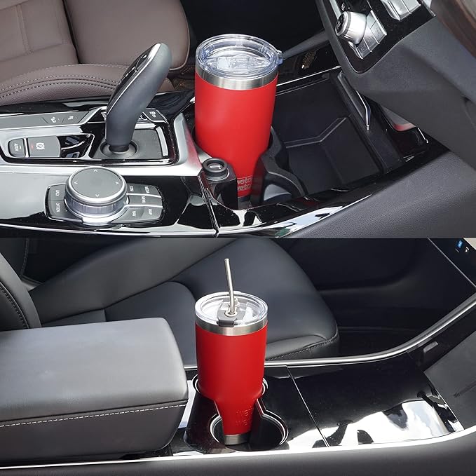 WETOWETO 20oz Tumbler with 2 lids and 2 straws, Stainless Steel Vacuum Insulated Water Coffee Tumbler Cup, Double Wall Powder Coated Leak-proof Travel Mug (Red, 1 Pack)