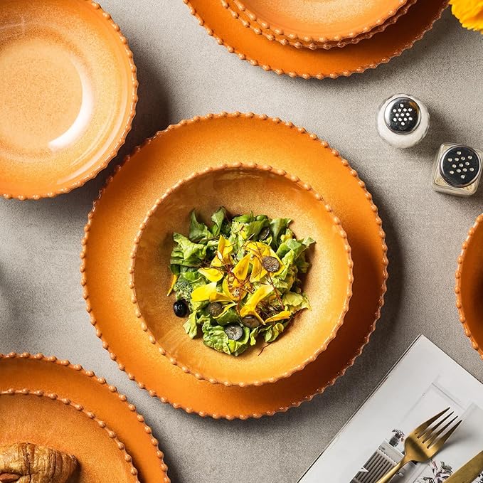 MissYIP 12 Piece Melamine Dinnerware Sets, Service for 4, Lightweight Unbreakable, BPA Free, Food Grade Plates Sets, Dishwasher Safe, Indoor and Outdoor Use