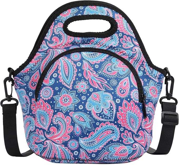 CILLA Neoprene Lunch Bag for Women Insulated Lunch Tote Bags Washable Lunch Container Box Picnic Lightweight Meal Prep Bags(Cashew+)