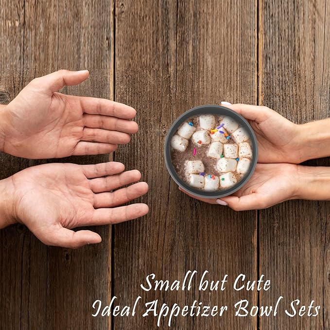 Wrova wheat straw small bowls 10oz set of 8 - Unbreakable Dessert Bowls for kids - Mini Bowl Sets for Ice Cream,Snack and Fruits - Microwave & Dishwasher Safe Appetizer Bowls (Deep Grey)