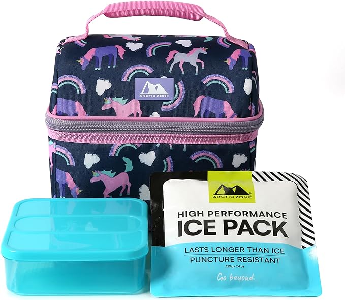 Arctic Zone Kids Lunch Bucket Combo with 210g Ice Pack and Sandwich Container, Unicorn Princess