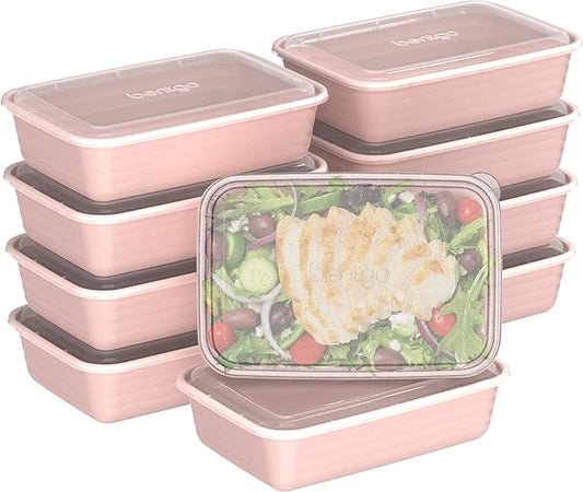 Bentgo Prep - 20-Piece 1-Compartment Reusable Meal Prep Containers with Lids, PFAS & BPA Free Materials, Durable, Microwave, Freezer, & Dishwasher Safe To Go Food Storage (Peony Glitter)