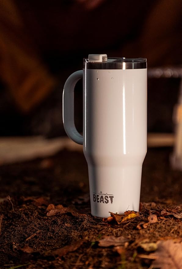 Beast 50 oz Tumbler Stainless Steel Vacuum Insulated Coffee Ice Cup Double Wall Travel Flask (Arctic White)