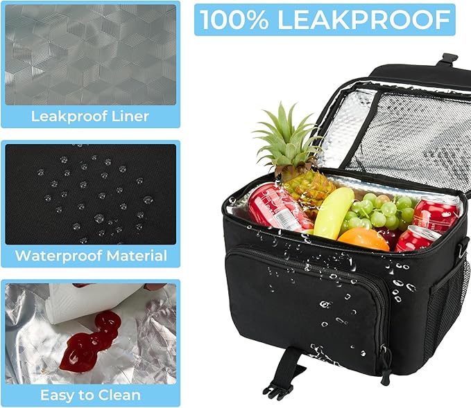 Ronyes Tactical Lunch Box for Men,Large Insulated Lunch Bag with Shoulder Strap,Heavy Duty lunchbox Cooler MOLLE Webbing, Leakproof Pail for Work Camping Fishing-Black