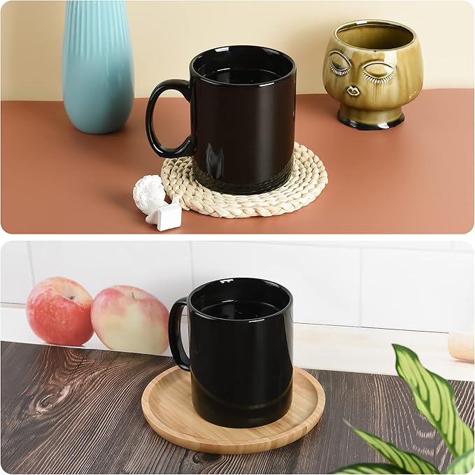 29oz Extra Large Ceramic Coffee Mug with Handle for Office and Home (Black)