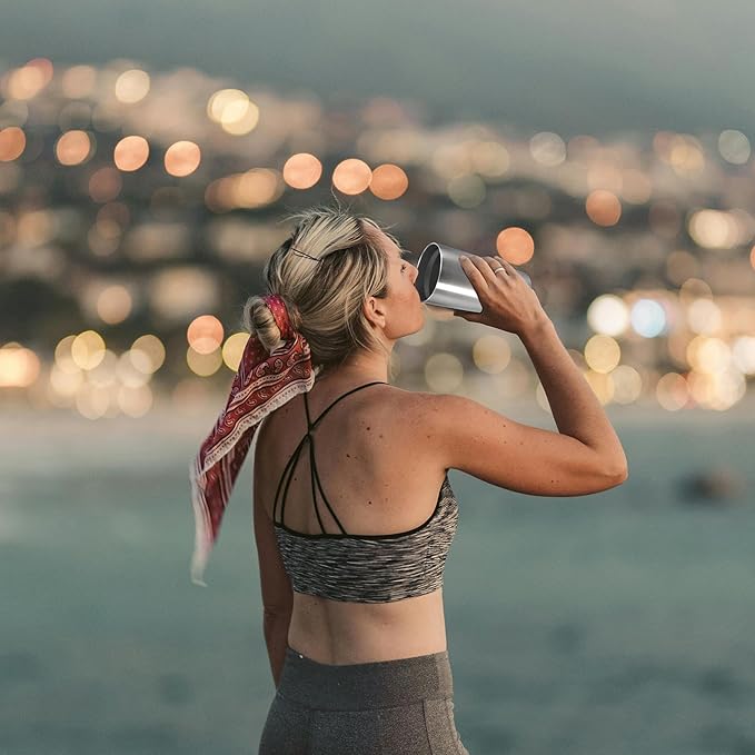 20 oz Tumbler Coffee Tavel Tumblers Bulk with Lid Stainless Steel Double Wall Vacuum Insulated Mug Powder Coated Cups fit Car Cupholder for Hot and Cold - Stainless Steel, 4Pack