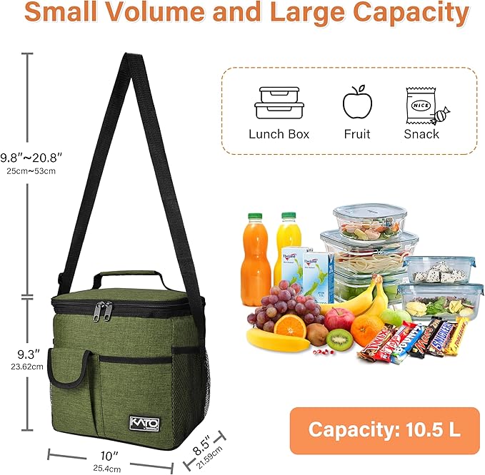Tirrinia Insulated Large Lunch Bag for Women Men, Leakproof Lunch Box Containers for Adults, Work, School, Soft Lunchbox for Kids, Boys, Adult Cooler Bag for Picnic, Hiking,Beach