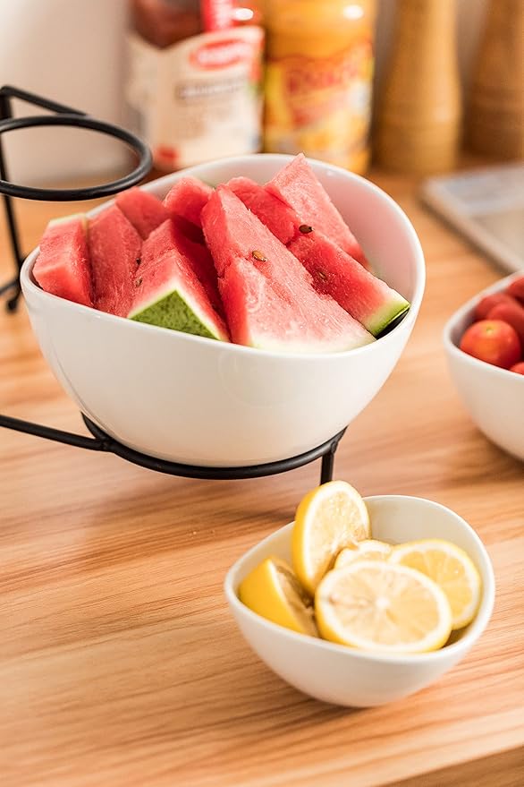 3 Tier Serving Tray, Chip and Dip Serving Set Oval Serving Bowl Set Serving Dish for Entertaining, Halloween, Thanksgiving, Christmas, Dessert, Appetizer, Candy, Vegetable, Black