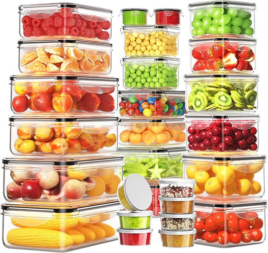 54 PCS Food Storage Containers with Lids Airtight (27 Lids &27 Containers) Leakproof Meal-Prep Kitchen Organization,Reusable Containers for Food Plastic Microwave/Dishwasher Safe with Labels & Pen
