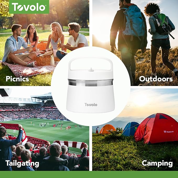 Tovolo 1 Quart Food Traveler White - Stainless Steel Food Storage Container, Double Wall Insulated Thermos for Hot and Cold Food, Spill-Proof Travel Container, BPA-Free, Dishwasher Safe
