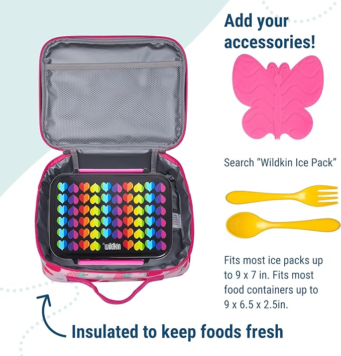 Wildkin Kids Insulated Lunch Box – Durable and Reusable for School & Travel - Strawberry Patch