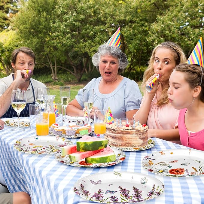 Zhehao 50 Pcs Wildflower Paper Plates 9 Inch Disposable Summer Plates Party Decoration for Birthday Picnic Spring Wedding Baby Shower