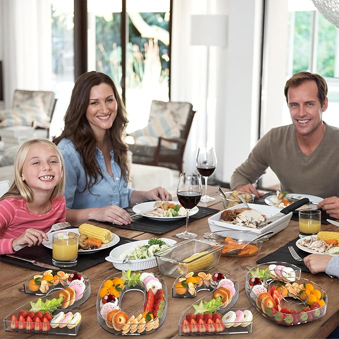 4Pcs Acrylic 2026 Charcuterie Board, 11” Reusable Fillable Number Plates for Cake Candy Dessert, Food Serving Tray for Christmas New Year Graduation Anniversary Party Decoration