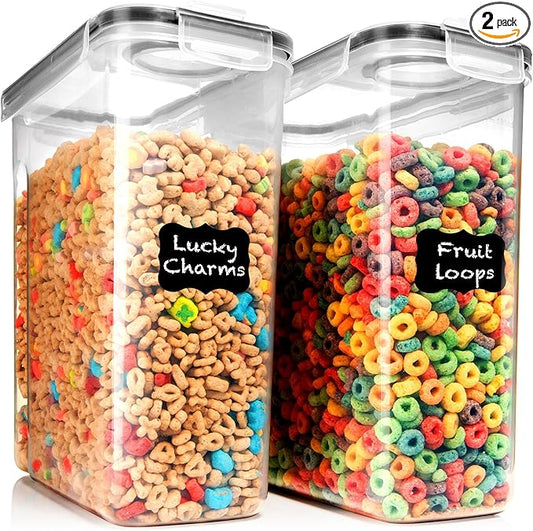 Shazo 2PC 6.3L /213OZ EXTRA Large Airtight Food Storage Cereal Containers for Bulk Food Storage BPA-Free Plastic Container, Pantry Organization and Canister for Rice, Pasta, Sugar & Flour