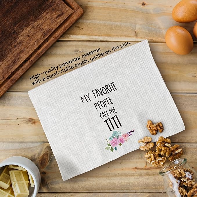 Titi Gifts Kitchen Towels, Best Titi Auntie Gifts Hand Towels, Auntie Aunt Gift from Niece Nephew Dish Towel Tea Towel for Kitchen, Gift for TitiAuntie, 16x24inch