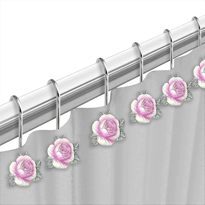Popular Bath Shower Curtain Hooks, Michelle Collection, Set of 12, Lilac