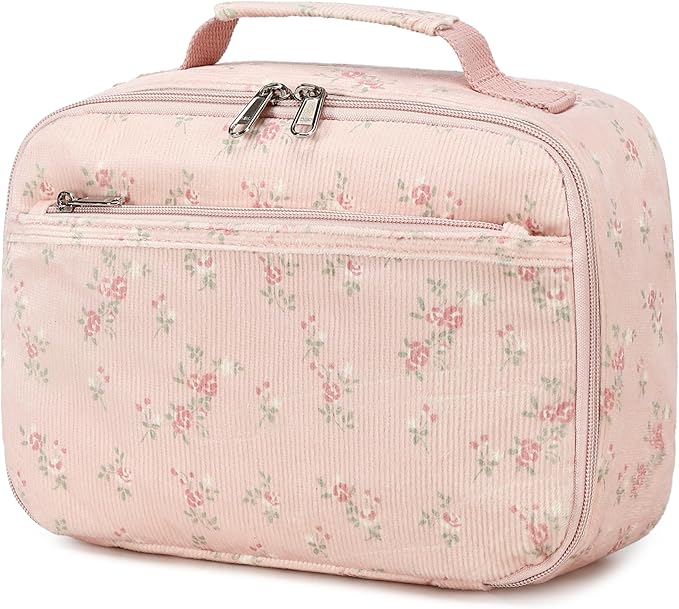Bluboon Kids Girls Lunch Bag Insulated Lunch Box for school Corduroy Lunch Cooler Organizer School Kids Lunch Tote