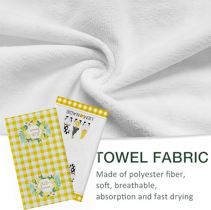 Vibrant Lemon Kitchen Towels (4-Pack) - 18x26 Inch Quick-Dry Dish Towels with Fresh Citrus Art, Perfect for Farmhouse & Contemporary Decor‌