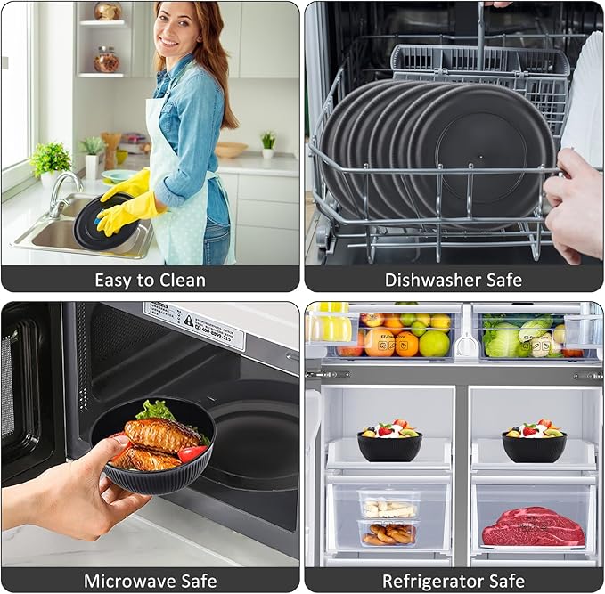 18PCS Wheat Straw Dinnerware Sets Unbreakable Reusable Dinnerware Set for 6, Microwave Dishwasher Safe Dinnerware for Outdoor Camping Dishes