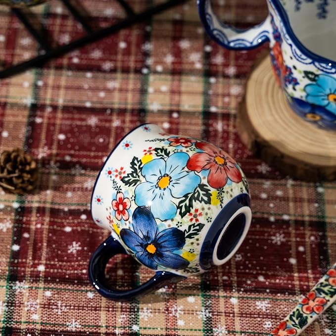 ALMA 12oz Handpainted Microwave Safe Coffee Mug, Unique Ceramic Tea Mug For Girl Friend,Mother, Woman(Assorted Flowers,Medium)