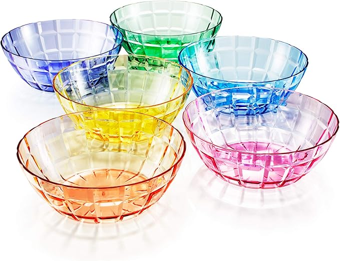 SCANDINOVIA - 13oz Unbreakable Premium Bowls Set Of 6 - Made in Japan - Super Grade Acrylic Plastic - Perfect for Gifts - Dishwasher Safe - Serving Ice Cream Candy Cereal Cereal Popcorn Salad Reusable