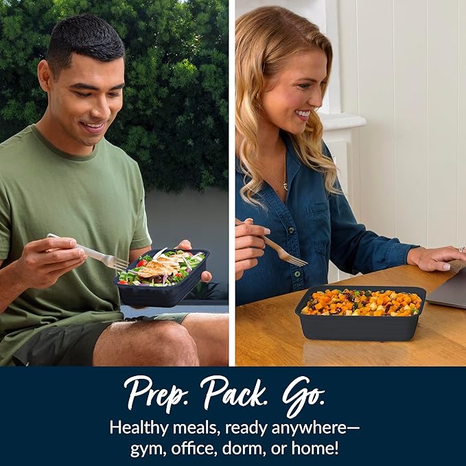 Bentgo Prep - 20-Piece 1-Compartment Reusable Meal Prep Containers with Lids, PFAS & BPA Free Materials, Durable, Microwave, Freezer, & Dishwasher Safe To Go Food Storage (Navy Blue)