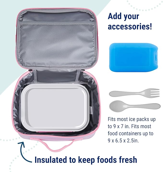 Wildkin Kids Insulated Lunch Box – Durable and Reusable for School & Travel - Lilac