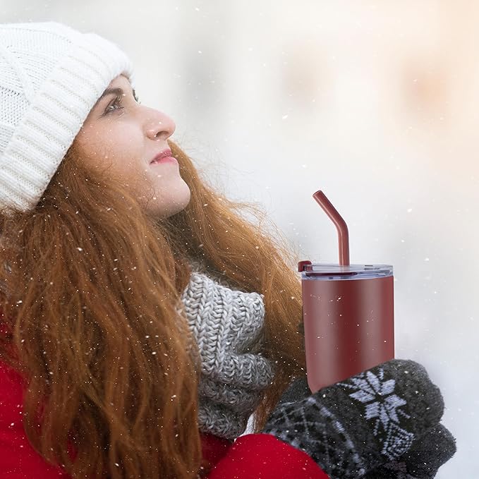 VEGOND 30 oz Insulated Stainless Steel Tumbler with lid and straw Double Wall Vacuum Travel Coffee Mug with Non-Slip Silicone Base, Sweat Proof Powder Coated Cup for Hot Cold Drinks, Red