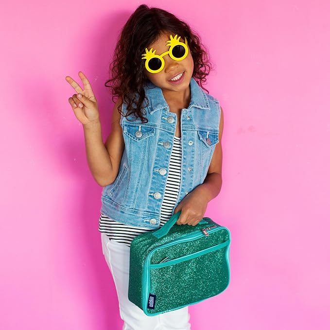 Wildkin Kids Insulated Lunch Box – Durable and Reusable for School & Travel - Blue Glitter