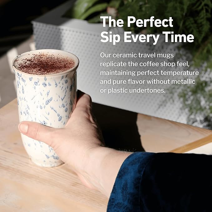 Travel Coffee Mug– Travel Coffee Tumbler – On the Go Coffee Mug – Microwave & Dishwasher Safe Green Coffee Tumbler - Gifts For Women Men Him Her – 16oz – Orchid